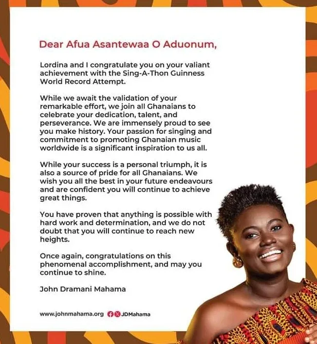 Mahama's message to Afua Asantewaa