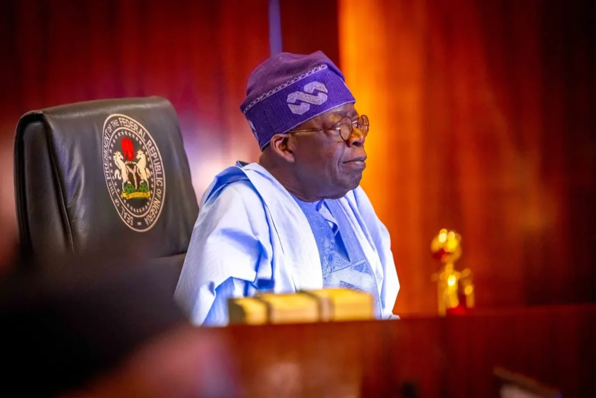 PHOTO of president Bola Tinubu of Nigeria addressing the Nation