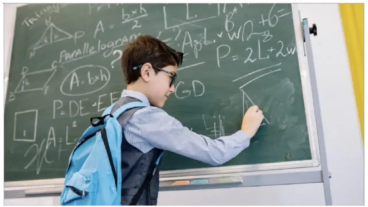 photo of a pupil solving mathematics