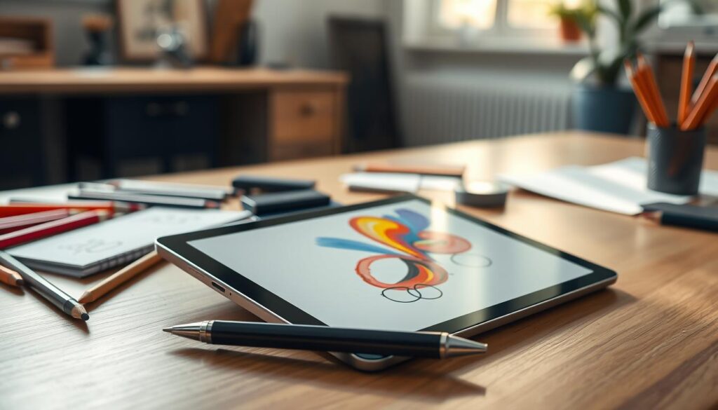 A Samsung Galaxy Tab S10 Lite lying on a sleek wooden desk, surrounded by art supplies like colored pencils and sketchpads, demonstrating its creative capabilities. The tablet displays an open drawing application, showcasing vibrant digital artwork being created with the S Pen. In the foreground, the S Pen is elegantly resting beside the tablet, highlighted with soft lighting to draw attention. The middle ground includes a blurred background featuring an inspiring workspace with natural light streaming in through a window, adding warmth to the scene. The atmosphere feels creative and inviting, encouraging artistic expression and showcasing the tablet's functionality. The image is captured from a slightly elevated angle, emphasizing both the tablet and the S Pen in a clean, modern setting. A Samsung Galaxy Tab S10 Lite lying on a sleek wooden desk, surrounded by art supplies like colored pencils and sketchpads, demonstrating its creative capabilities. The tablet displays an open drawing application, showcasing vibrant digital artwork being created with the S Pen. In the foreground, the S Pen is elegantly resting beside the tablet, highlighted with soft lighting to draw attention. The middle ground includes a blurred background featuring an inspiring workspace with natural light streaming in through a window, adding warmth to the scene. The atmosphere feels creative and inviting, encouraging artistic expression and showcasing the tablet's functionality. The image is captured from a slightly elevated angle, emphasizing both the tablet and the S Pen in a clean, modern setting.