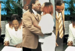 Rare photo of Daddy Lumba and his first wife Akosua Serwaa Fosu at their marriage event in Germany, used as a YouTube thumbnail