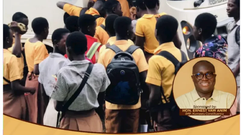 Picture of Hon. Ernest Yaw Anim free Bus for 2024 BECE Candidates