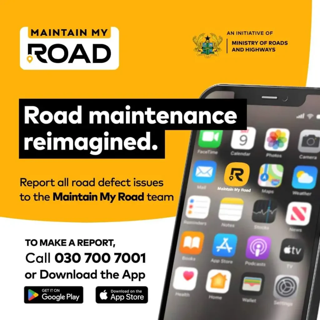 Picture on how to access the road maintenance app and call center