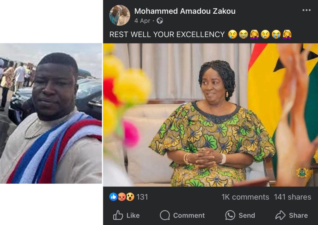 Mahammed Zakou Facebook post on Vice President's health status