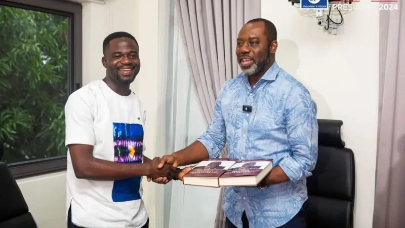 The President Ghana Never Got: Manasseh Awuni Presents His New Book to Dr. Bawumia