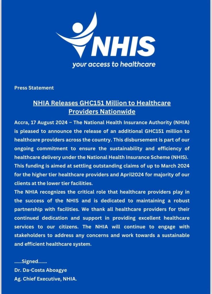 Picture on NHIA 151milion to healthcare providers