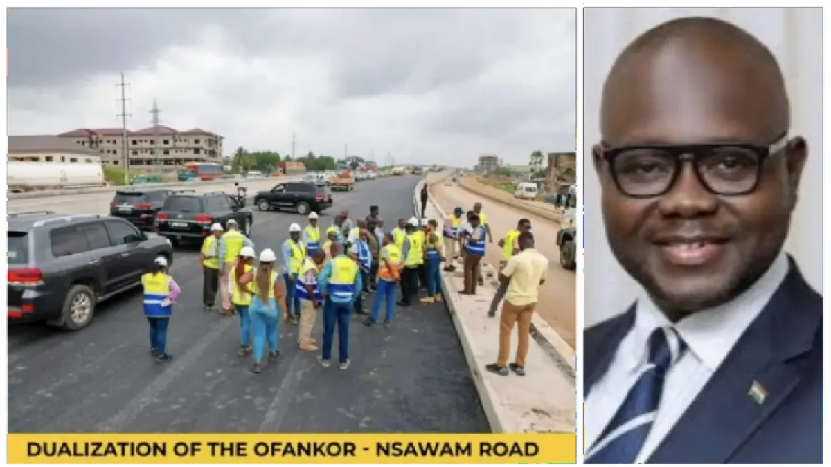 Picture of Francis Asenso-Boakye inspecting Picture on Ofankor-Nsawam Dualisation and Upgrading Road Project