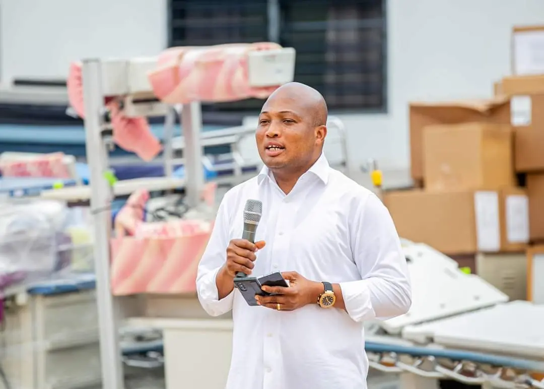 Picture of Hon. Samuel Okudzeto Ablakwa donating medical equipment to Mepe Health Centre