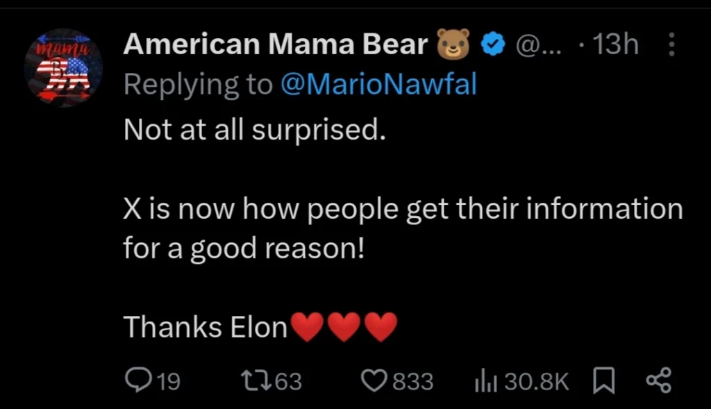 Picture on Social Media reactions on Elon Musk's post 