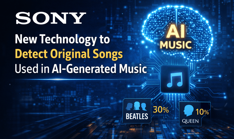 Sony logo representing new AI technology that detects original songs used in AI-generated music