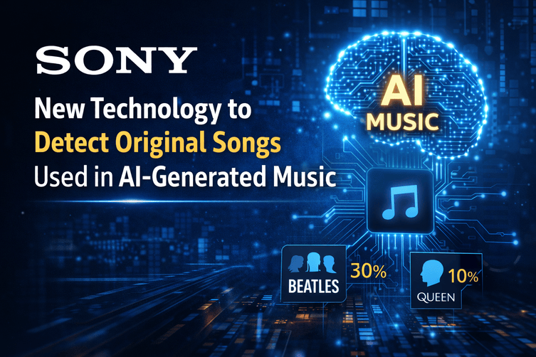 Sony logo representing new AI technology that detects original songs used in AI-generated music