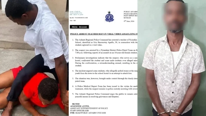 Teacher Arrested After Viral Assault on Female Student at Nyinahin Catholic SHS