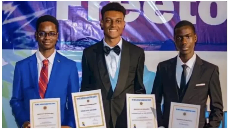 picture of three Ghanaian students awarded by WAEC