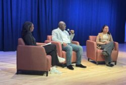 Ernest Yaw Anim speaking on Ghana’s human rights issues during a Bowdoin College discussion