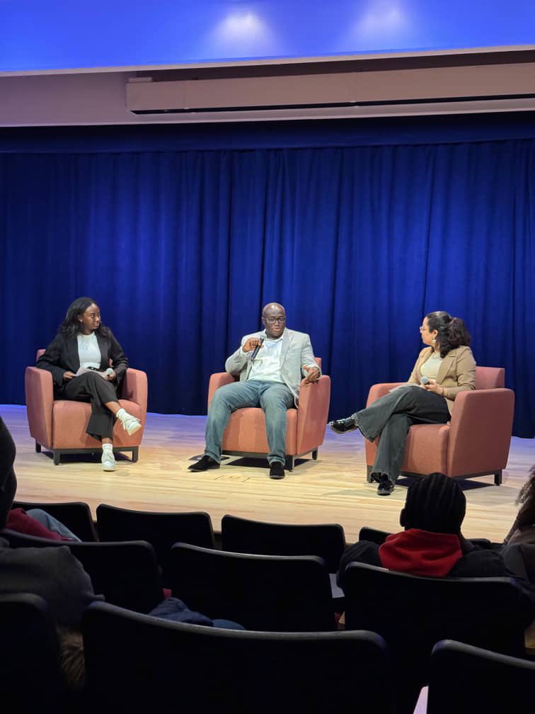 Ernest Yaw Anim speaking on Ghana’s human rights issues during a Bowdoin College discussion