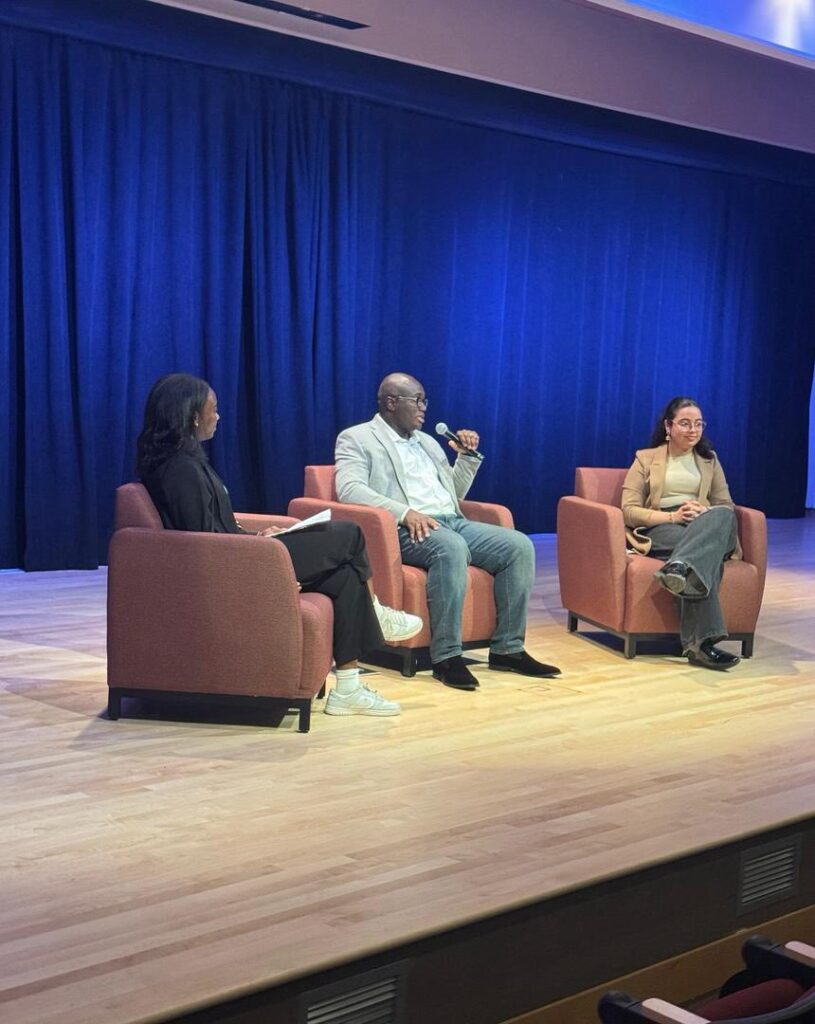 Ernest Yaw Anim speaking on Ghana’s human rights issues during a Bowdoin College discussion