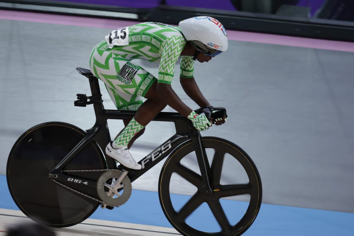 photo of ese ukpeseraye - nigerian cyclist at the 2024 olympics in france