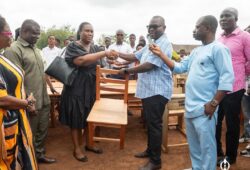 Francis Asenso-Boakye Donates Student Desks and Teachers tables and chairs to schools