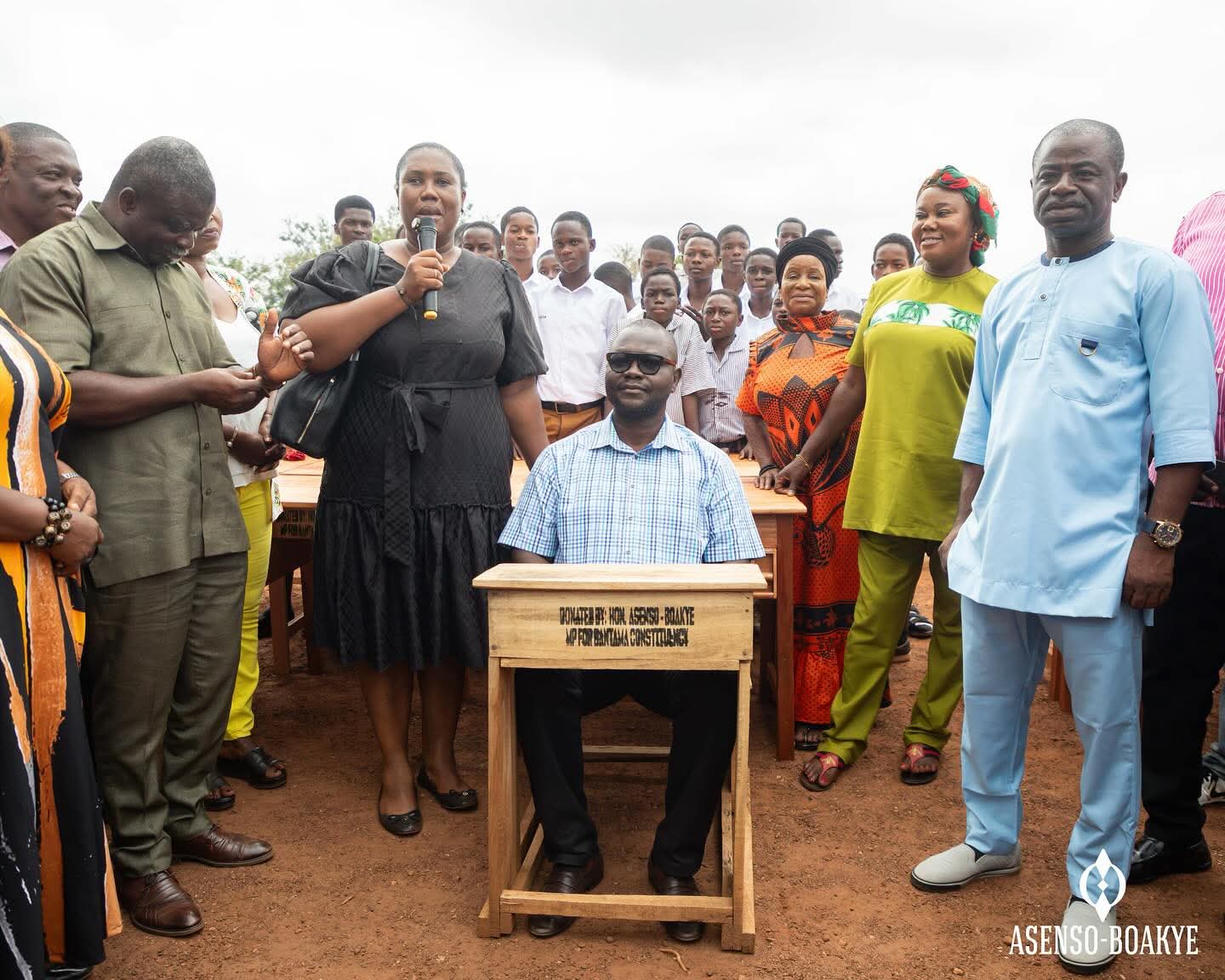 Francis Asenso-Boakye Donates Student Desks and Teachers tables and chairs to schools