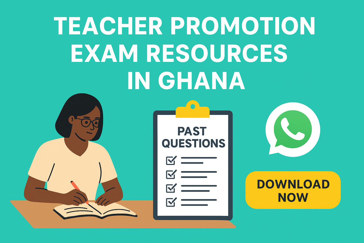 Ghanaian teachers preparing for GES promotion exams using past questions and study materials