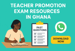 Ghanaian teachers preparing for GES promotion exams using past questions and study materials