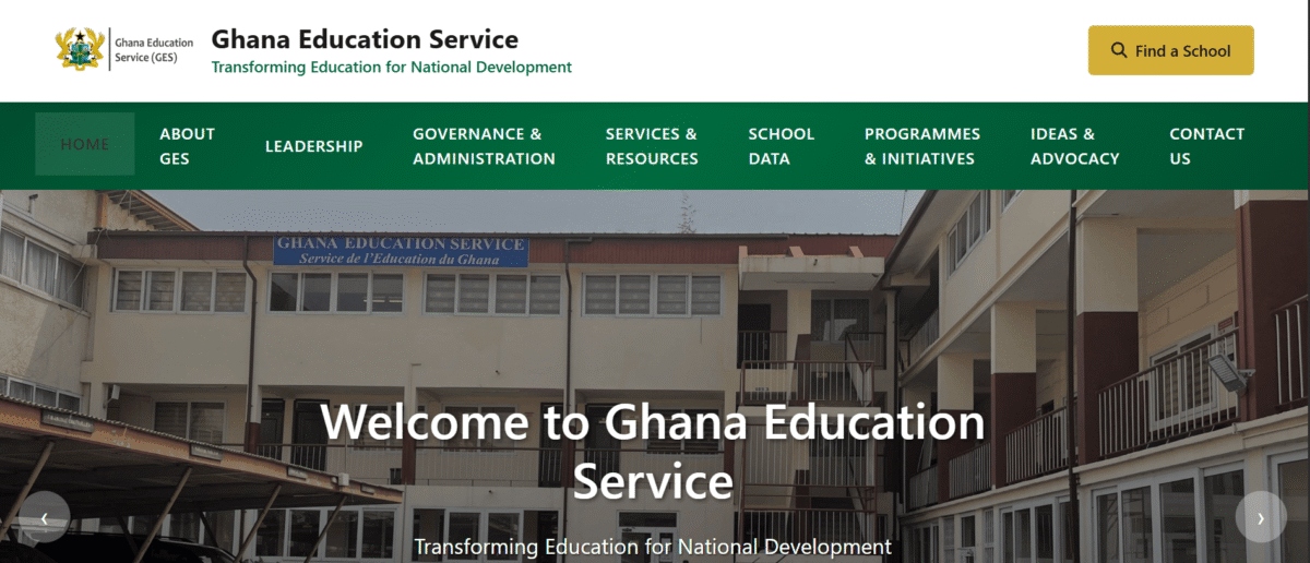 New Ghana Education Service website interface after major redesign, showing improved layout and modern digital features