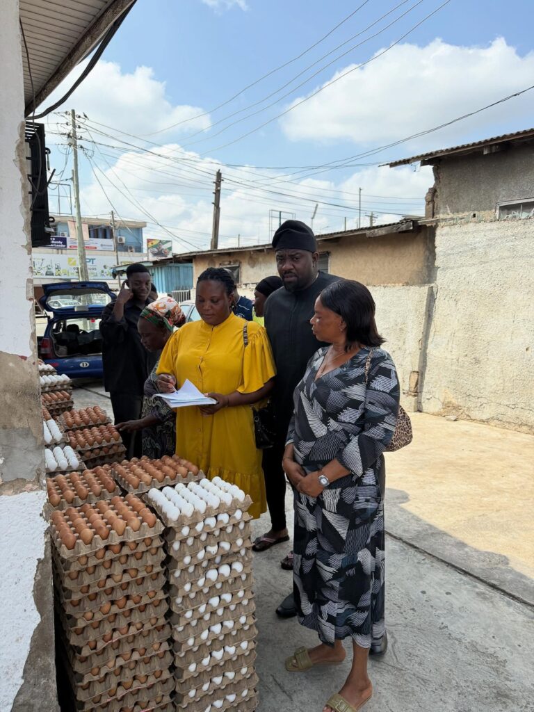John Dumelo donating food items to Ayawaso West school feeding caterers