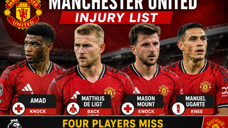 Manchester United started the 2026/27 Premier League season with four players unavailable through injury: Amad, Matthijs de Ligt, Mason Mount and Manuel Ugarte.