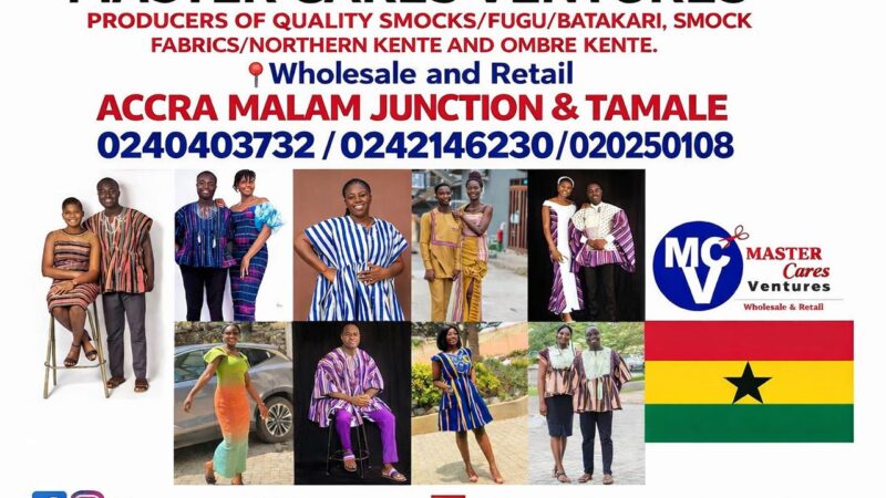 Master Cares Ventures: Your Trusted Dealer in Fugu, Smock, Batakari, and Ombre Kente