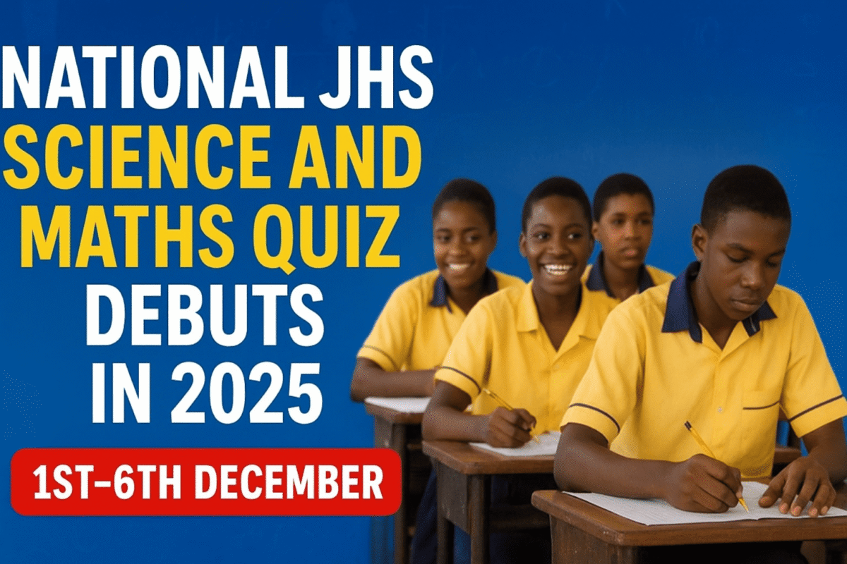 Students representing their schools in the maiden National JHS Science and Maths Quiz 2025 in Ghana.