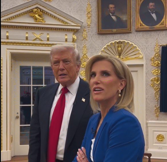 President Donald Trump confirms that the Oval Office décor is made of real gold, showcasing the luxurious presidential office interior