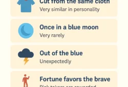 Simple English idioms with icons and meanings for learners on GH Educate