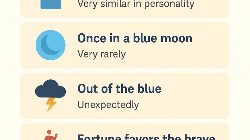 Simple English idioms with icons and meanings for learners on GH Educate