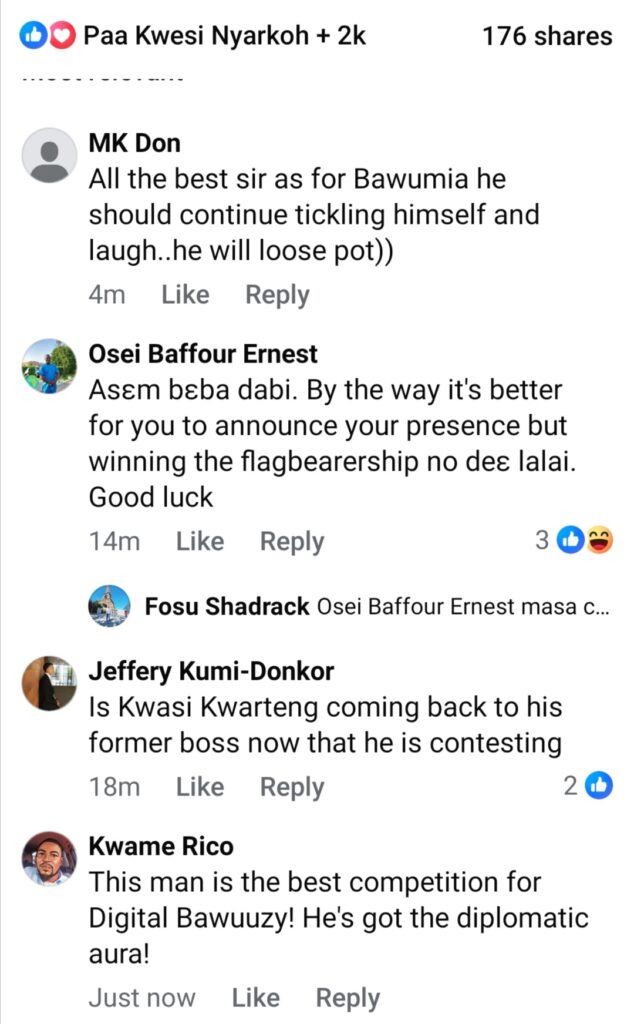 Yaw Osei Adutwum Flagbearership reactions